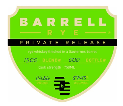 Barrell Rye Private Release Finished in a Sauternes Barrel