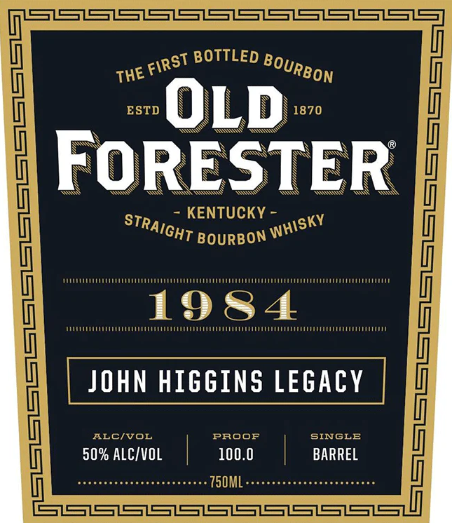 Old Forester 1984 John Higgins Legacy Kentucky Straight Bourbon Whiskey