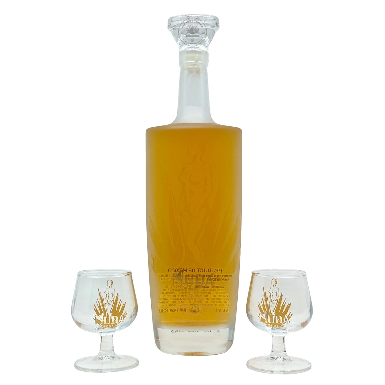 Nuda Anejo Tequila With 2 Snifter Glasses