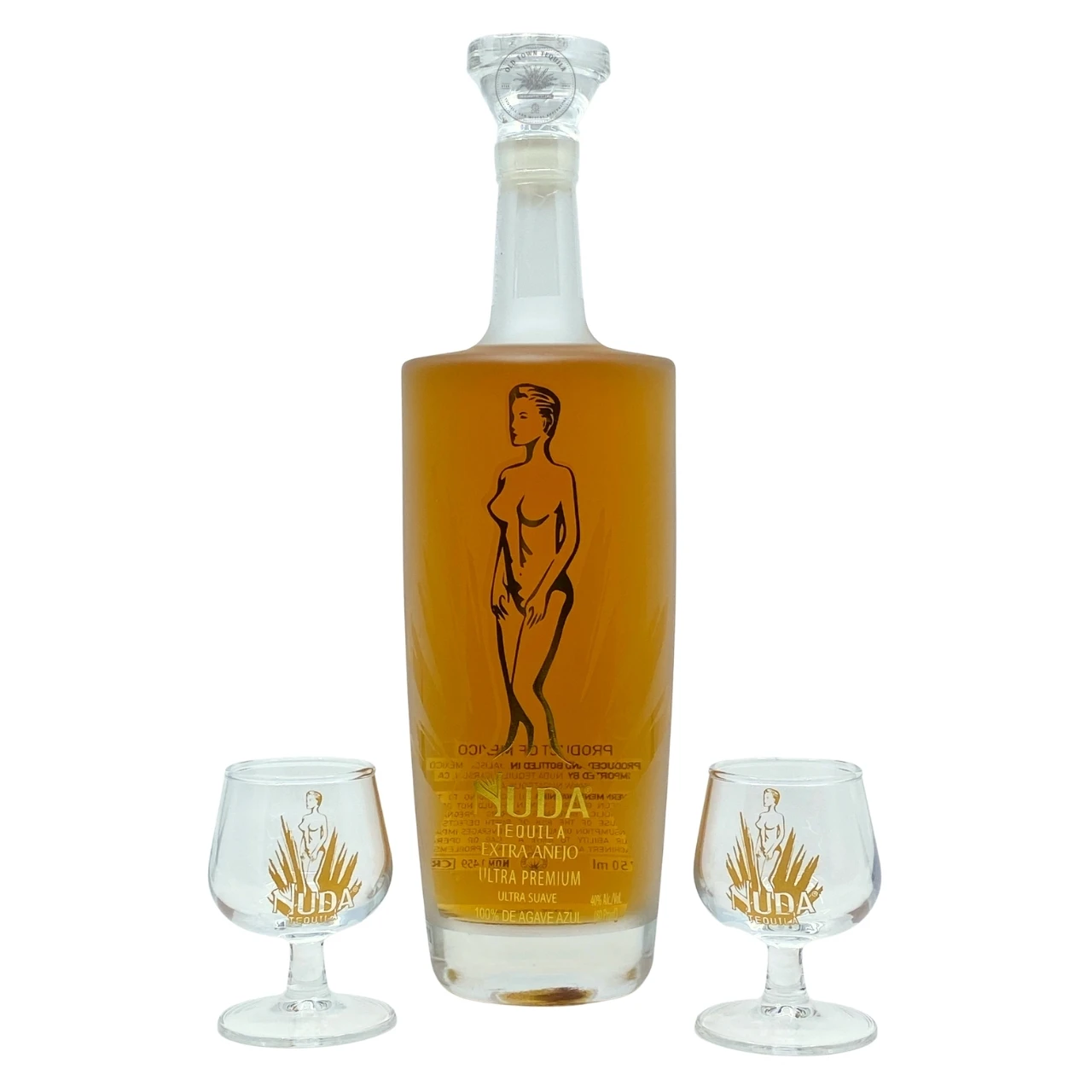 Nuda Extra Anejo Tequila With 2 Snifter Glasses