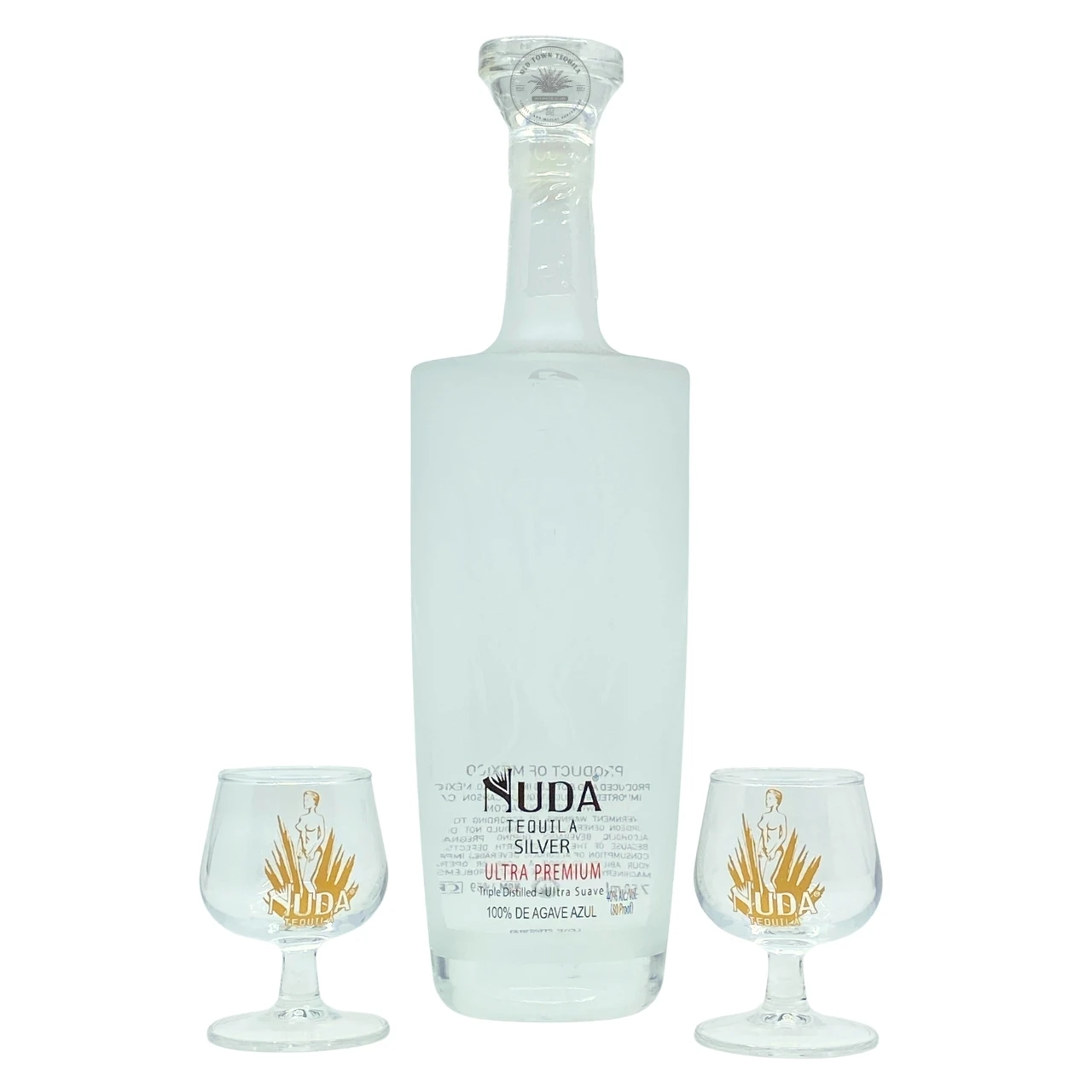 Nuda Silver Tequila With 2 Snifter Glasses